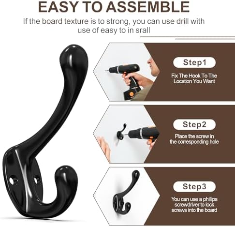 16 Pcs Black Coat Hooks, Wall Hooks - Image 4