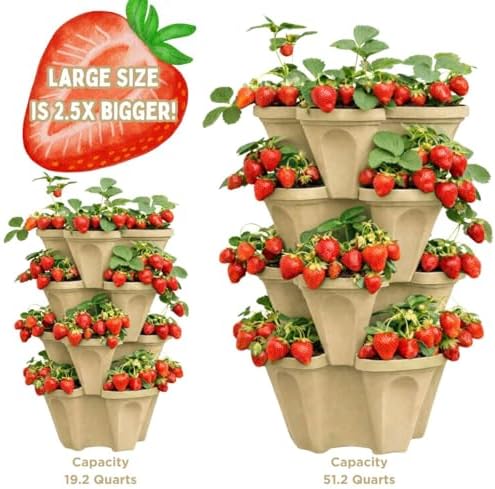 Stackable Vertical Planter Tower, 4 Tier Strawberry Planter, 16 Plant Sites - Image 5