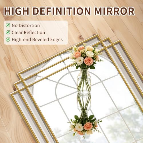 47"x24" Large Gold Geometric Rectangle Beveled Mirror - Image 2