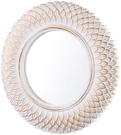 Decorative Wall Mirror, Round White Mirror, 10 x 10in by HiempTru