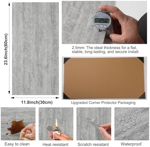 30Pcs 3D Faux Stone Wall Panels 23.6"X11.8" Grey Textured Tiles Peel and Stick - Image 4