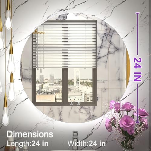 24 Inch Round LED Mirror for Bathroom - Image 6