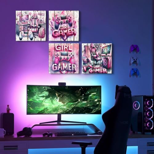 Gaming Wall Decor for Bedroom Pink Gaming Poster Cool Game Canvas Prints for - Image 3