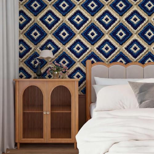 Stickorama Boho Tufted Textured Geometric Fabric Peel and Stick Wallpaper Self - Image 5