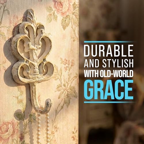 Comfify Rustic White Cast Iron Wall Hooks Set of 3 – Farmhouse Coat Hooks - Image 7