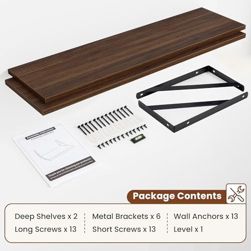 Deep Wall Shelves 55"W x 12"D Engineered Wood Floating Shelves - Image 5