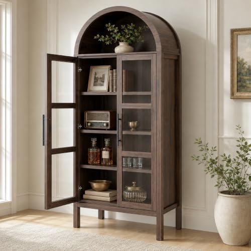 72" Tall Arched Cabinet with Glass Doors - Image 7