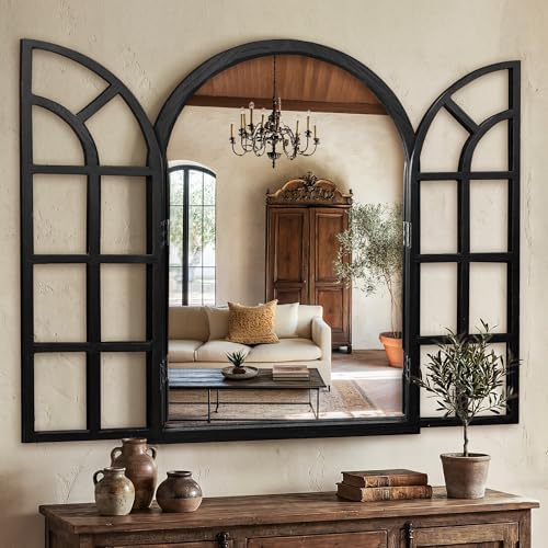 Arched Wall Mirror with Windowpane by TRAHOME