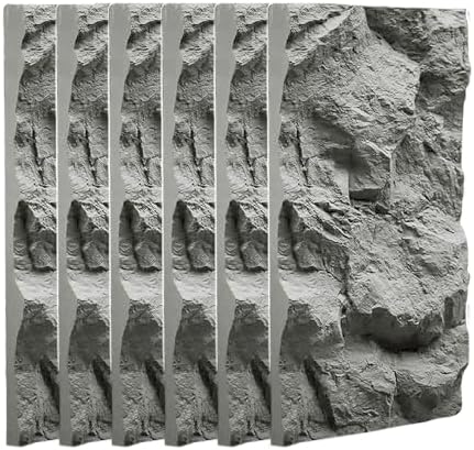 Easy Cut 3D Faux Stone Wall Panels Gray, Lightweight PU Decorative Walls by YXXSDP