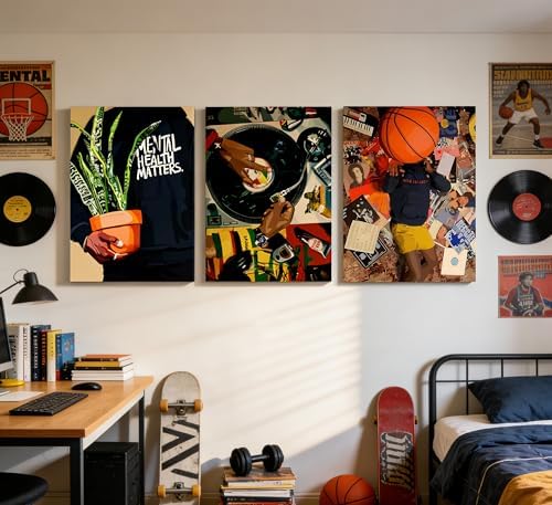 RUDIEOLSIW 3Pcs Black Men African American Music Canvas Wall Art 16x24 in - Image 3