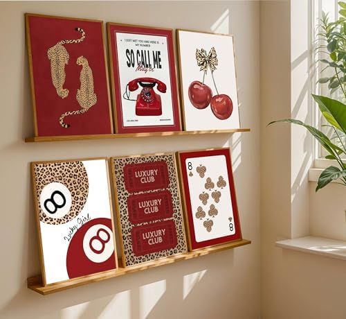 HHB 6Pcs Trendy Red Leopard Canvas Wall Art Unframed 8X10in - Image 4