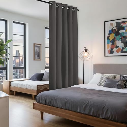 BONZER Dark Grey Room Dividers Curtains Privacy Blackout Curtains 1 Panel - Image 4