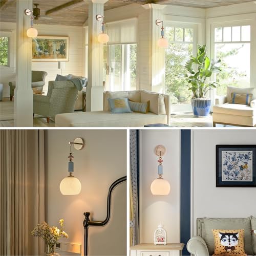 Milk White Glass Modern Wall Scone Hanging Indoor Wall Light Fixtures Milky - Image 6