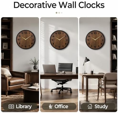 Wall Clock Farmhouse Vintage 20 Inch Silent Non-Ticking Battery Operated - Image 4