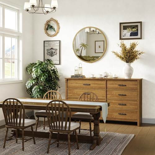 Gold Round Wall Mirror Metal Frame Beach Room Art Decor 32" - Image 4