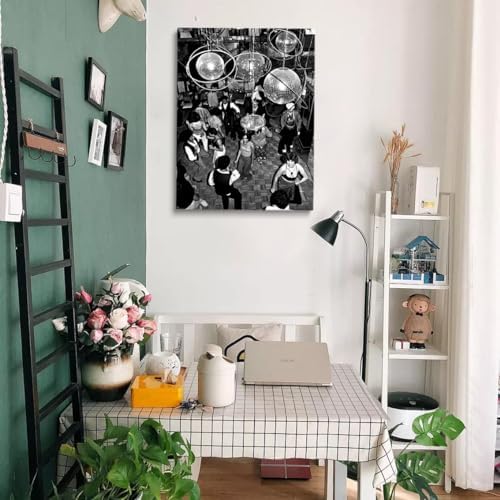 Disco Party Poster Black and White Vintage Poster Retro Wall Art Disco Ball - Image 4