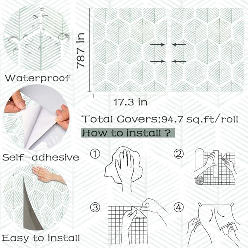 OSECAGE Modern Peel and Stick Wallpaper Boho Contact Paper 17.3''×787'' - Image 3