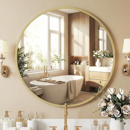 NEWBULIG 30 Inch Round Bathroom Wall Mirror, Circle Vanity Mirror by NEWBULIG