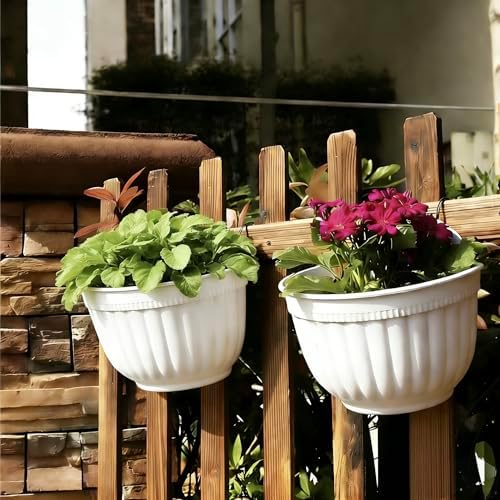ORIMERC 4 Pack White Wall Planter Pots Vertical Living Wall Hanging Planters - Image 4