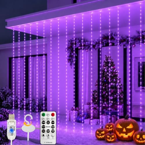 HXWEIYE 300LED Fairy Curtain Lights, 9.8x9.8Ft USB, Tangle-Free by LightUpYourHomewHXWEIYE