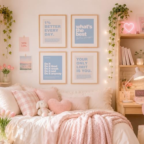 DSHFG Blue Motivational Inspirational Office Wall Art Decor Prints 4Pcs - Image 4