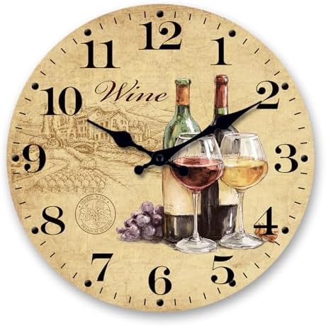 XFM Large Vintage Wine Wall Clock 24 Inch Retro Silent by XFMWallClock