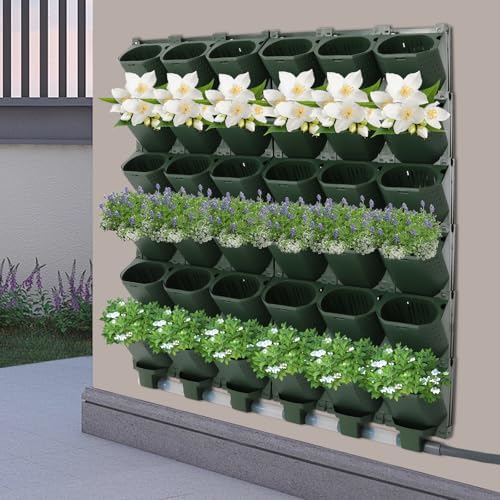 Self-Watering Wall-Mounted Planter, 36 Pots Wall Mounted Plastic Plant Grow Pot - Image 4