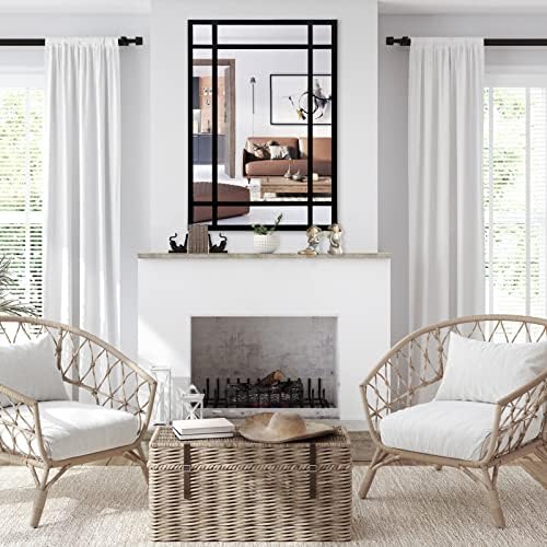 HQiJun Black Rectangle Mirror, Farmhouse Decorative Wall Mirror - Image 5