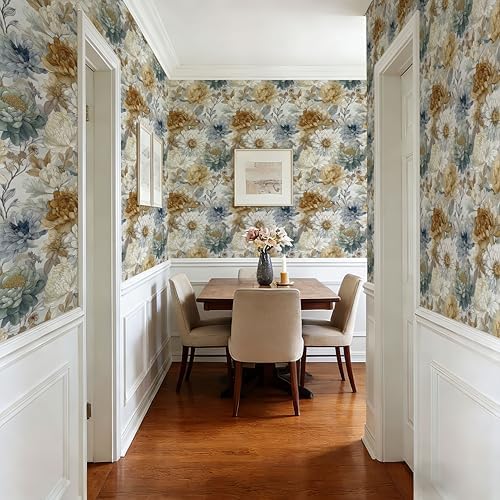 Vintage Floral Peel and Stick Wallpaper, Neutral Botanical Peony Wallpaper - Image 4