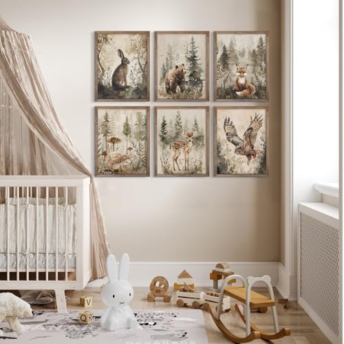 Woodland Animal Wall Art Nursery Canvas Wall Decor Forest Animal Poster Kids - Image 5