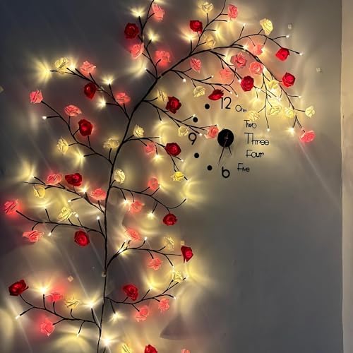 Rose LED Tree Branch Lights for Wall, Rose Flower Willow Vine Twig Decor Garland - Image 2