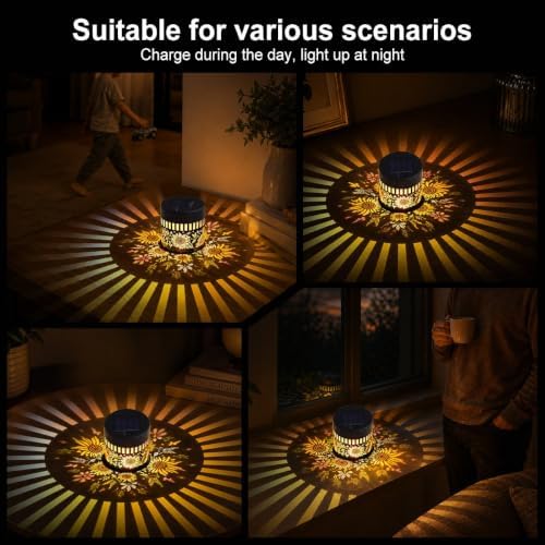 Solar Sunflower Projection Wall Light, Waterproof Fence Lamp-4Pcs - Image 7