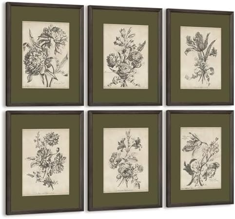 Vintage Floral Wall Art Sketch Flower Prints Antique Botanical Canvas Wall Art by Baccone