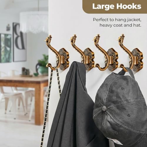 3 Pack Vintage Dragon Metal Wall Hooks Heavy Duty Aluminum Alloy Coat Hooks - Image 4