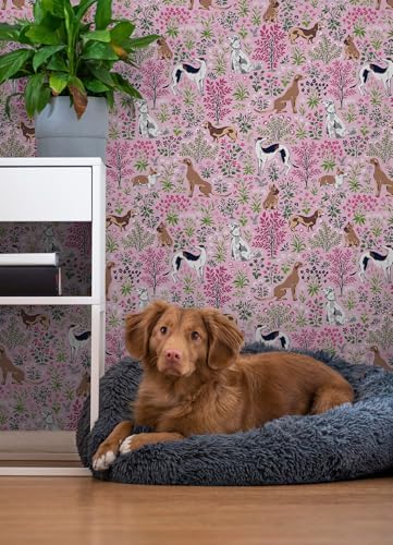 NuWallpaper x Printfresh Must Love Dogs Pink Peel and Stick Wallpaper - Image 3