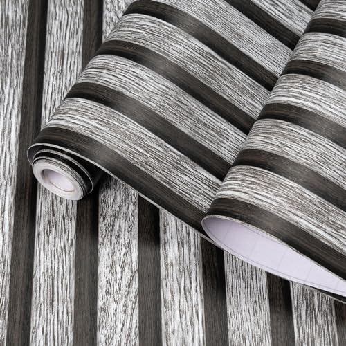 Yun-aeon Natural Wood Peel and Stick Wallpaper Grey Wood Slats - Image 5