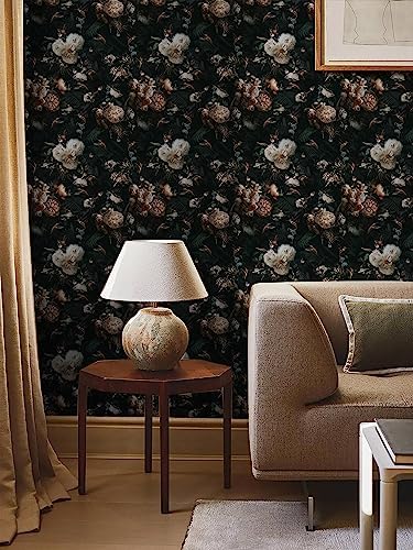 Floralplus Peel and Stick Wallpaper Removable Dark Floral Wallpaper - Image 4
