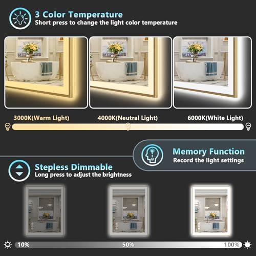 24x36 Gold LED Bathroom Mirror - Image 5