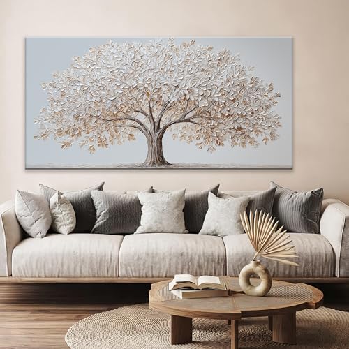 Tree Of Life Large Wall Art Decor 29"X58" White Wall Art - Image 3