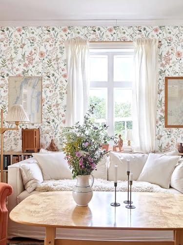 Orainege Pink Floral Peel and Stick Wallpaper Self Adhesive Wallpaper - Image 3