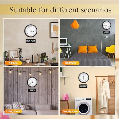 4 Pack Silent World Clock with Chalkboard Multi Time Zone, 8 Inch - Image 4
