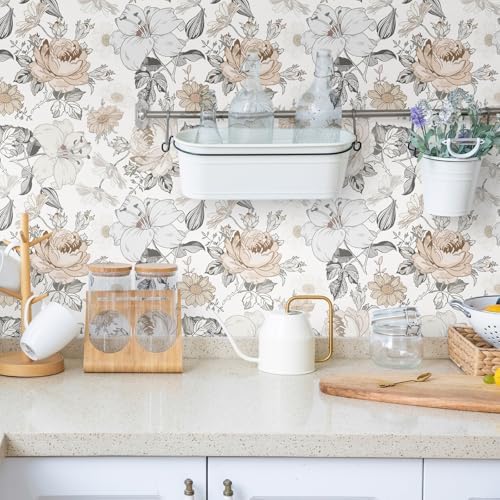 Hopepak 15.5''x787'' Floral Peel and Stick Wallpaper Modern Contact Paper Vinyl - Image 6