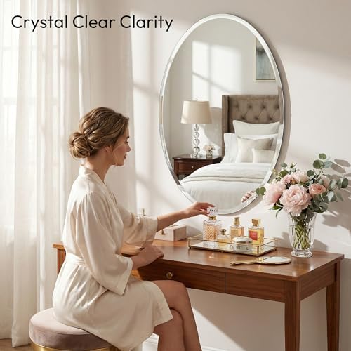 24x36 Inch Oval Frameless Bathroom Mirror - Image 4
