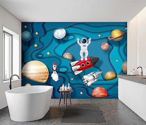 -Kindergarten Children Galactic Planet Fabric Wallpaper Living Room Bedroom - Image 3