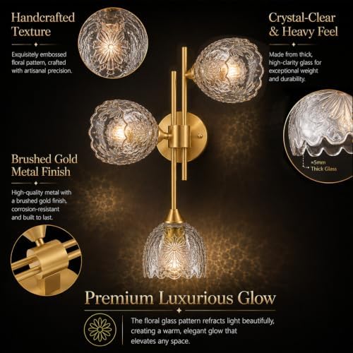 Hamilyeah 3 Light Gold Wall Sconce - Image 3