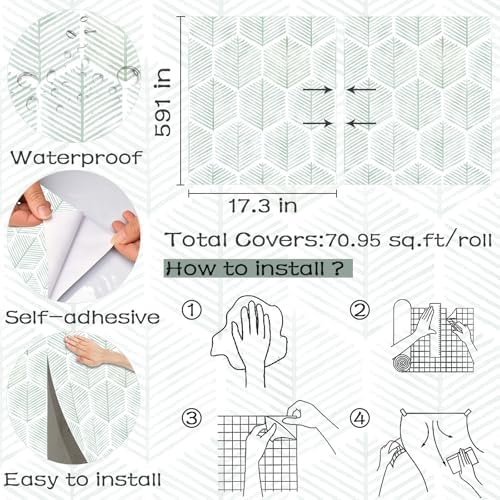 OSECAGE Modern Peel and Stick Wallpaper Boho Contact Paper 17.3''×591'' - Image 3