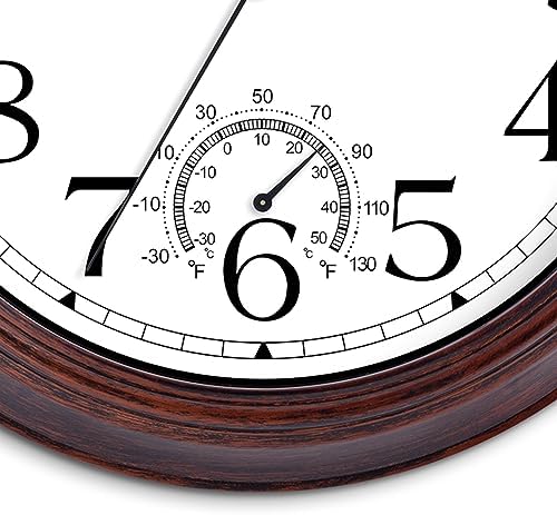 KECYET 10" Wall Clock with Thermometers Vintage Silent Battery Operated - Image 7