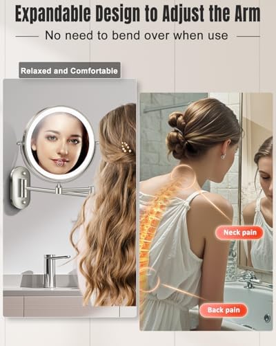 VFD 8'' 30X/1X Wall Mounted Lighted Magnifying Makeup Mirror - Image 4