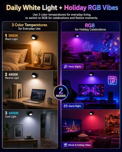 RGB Wall Sconces, Rechargeable Magnetic Lights - Image 3