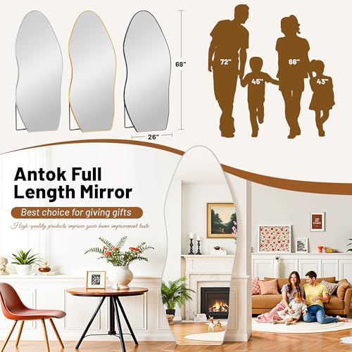 Antok Irregular Full Length Mirror, Standing Hanging Leaning Irregular Mirrors - Image 4